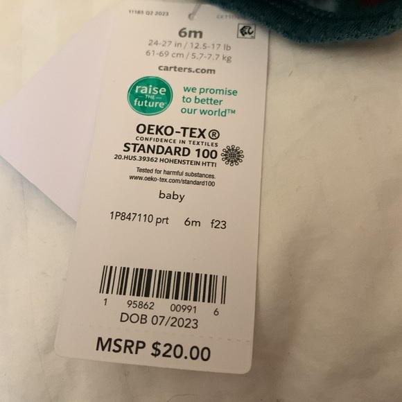 NWT - Carter’s Infant Girl's Floral Zip-Up Fleece Sleep'N'Play, 6m - Picture 8 of 8